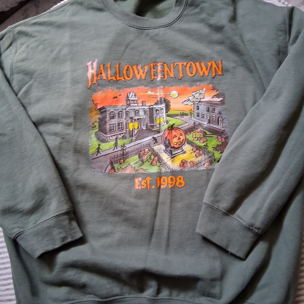 Gildan Green Halloweentown Crew Neck Sweater